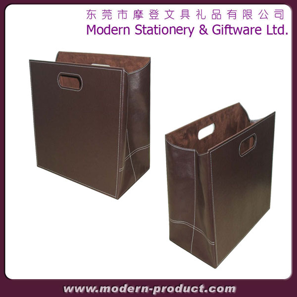 High quality PU leather magazine holder with handle