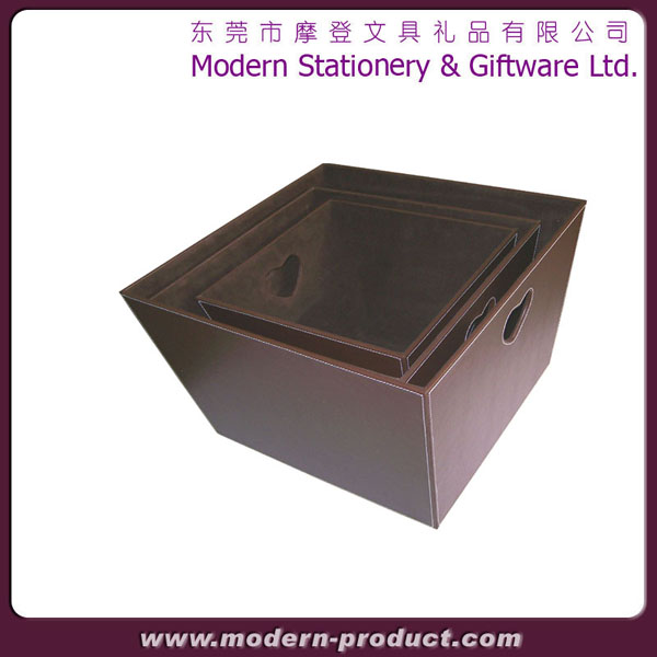2013 new style brown faux leather garbage bin