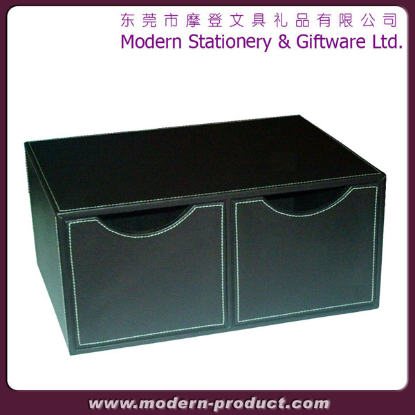 Decorative black leather hard disk storage box