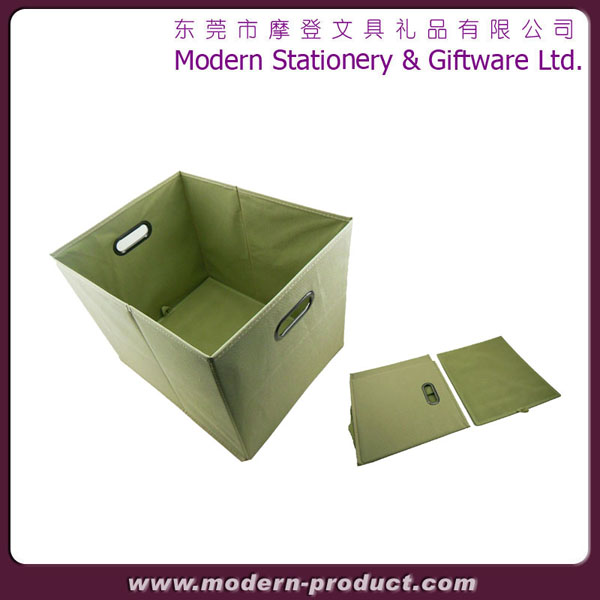 Green color cardboard and nonwoven fabric storage box