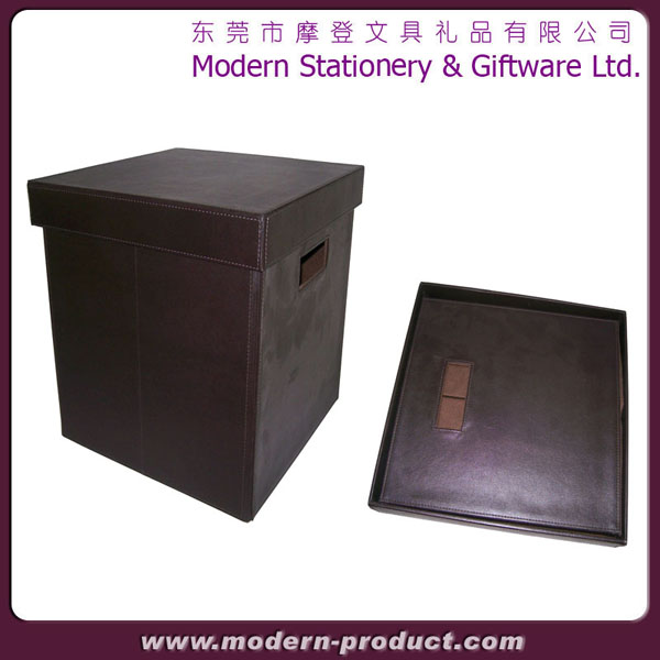 Square foldable fake leather storage holder