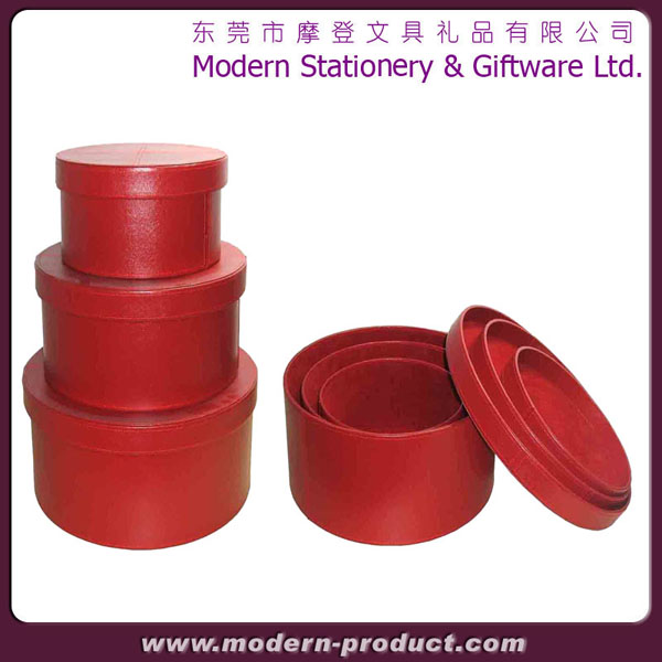Set of 3 Round PU leather box for packaging