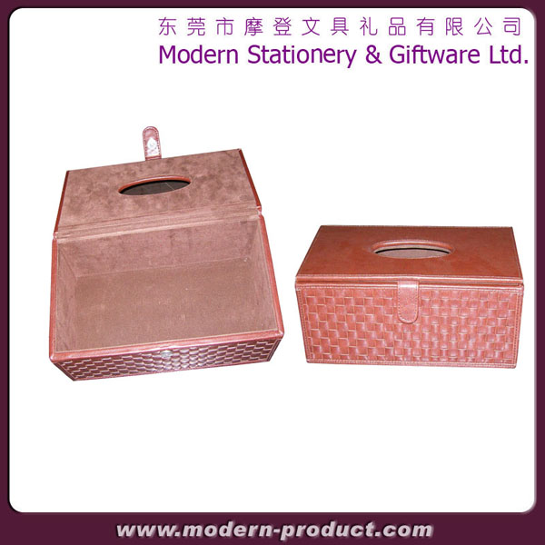 High quality rectangular leather tissue box