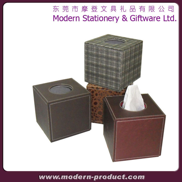 High quality PU leather square tissue box cover
